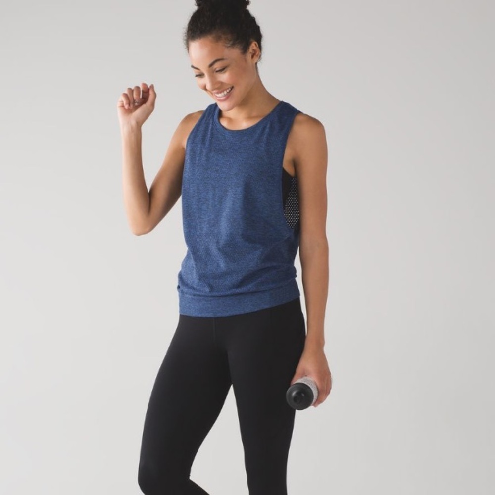 lululemon athletica Blue Heathered Muscle Tank